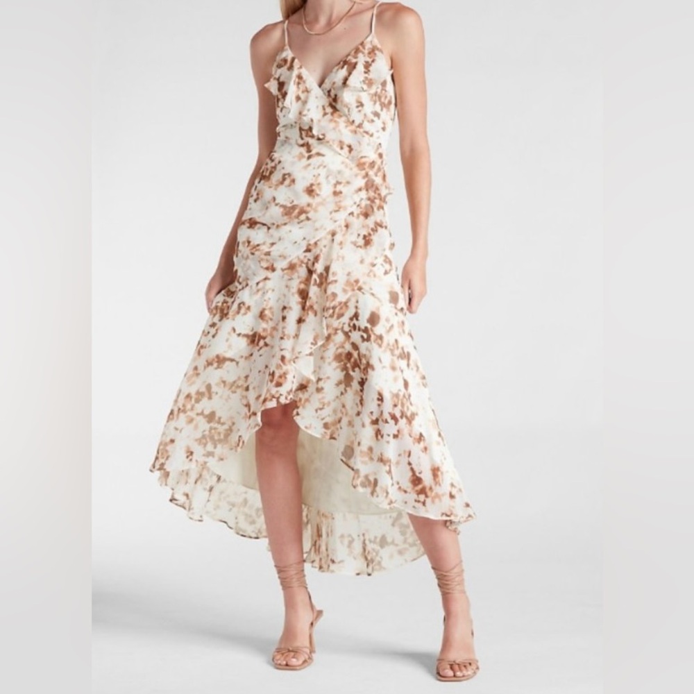Express Cream and Brown Dress